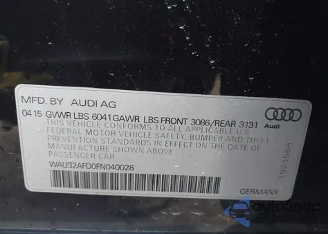 2015 Audi A8 L 4.0T из США, поврежденный, VIN WAU32AFD0FN040028